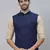 royal blue nehru jacket with golden chex