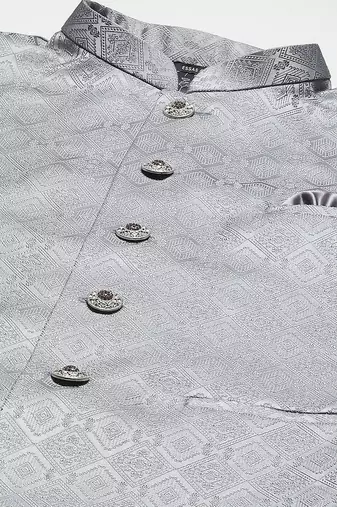 grey diamond weave jacquard nehru jacket