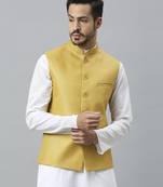 mustard yellow solid nehru jacket