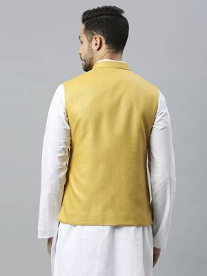 mustard yellow solid nehru jacket 4
