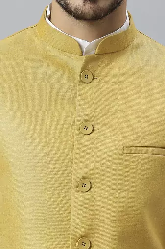 mustard yellow solid nehru jacket