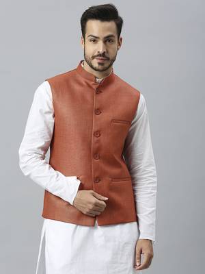 rust solid nehru jacket 1
