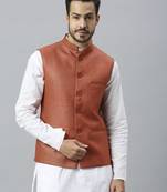 rust solid nehru jacket