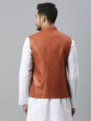 rust solid nehru jacket 4