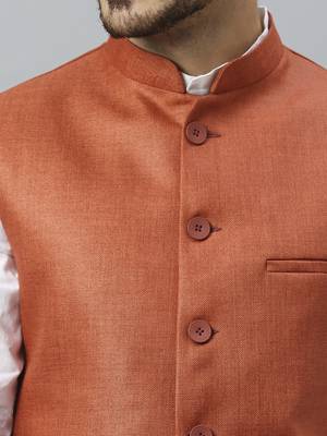 rust solid nehru jacket 5