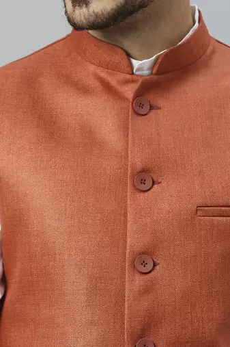 rust solid nehru jacket