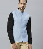 sky blue solid nehru jacket