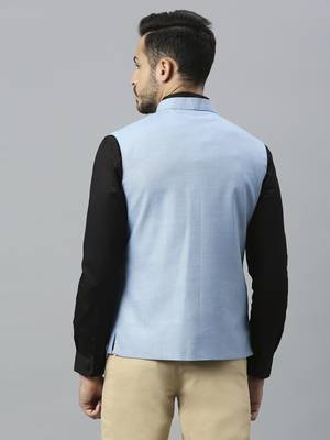 sky blue solid nehru jacket 4