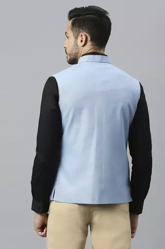 sky blue solid nehru jacket