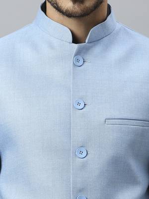 sky blue solid nehru jacket 5