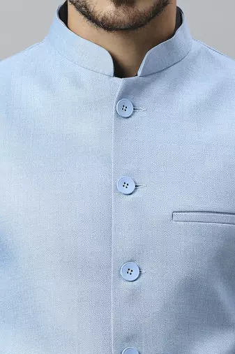 sky blue solid nehru jacket