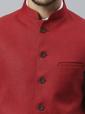 red solid nehru jacket 5