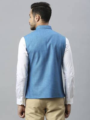 blue solid nehru jacket 4