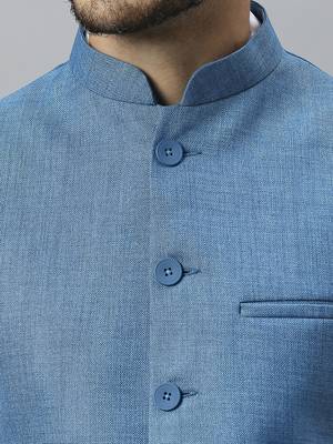 blue solid nehru jacket 5