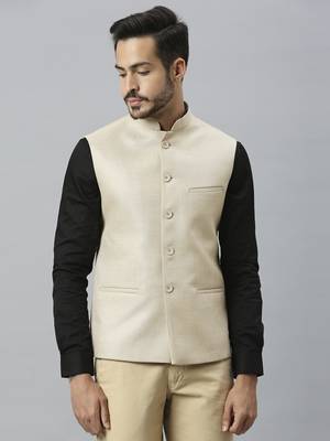 cream solid nehru jacket 1