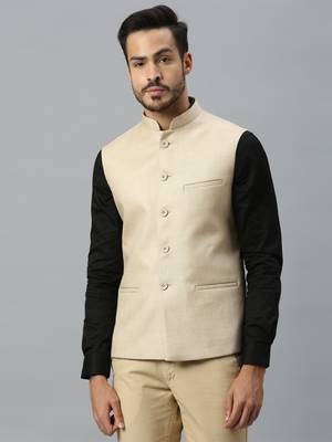 cream solid nehru jacket 2