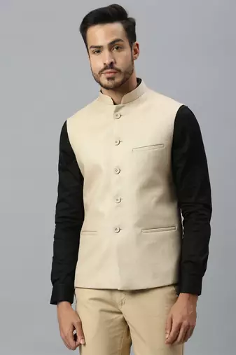 cream solid nehru jacket