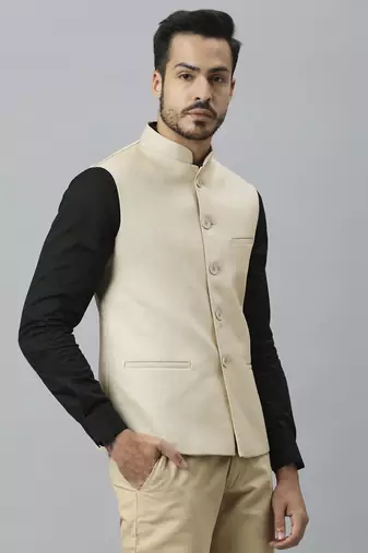cream solid nehru jacket