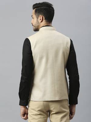 cream solid nehru jacket 4
