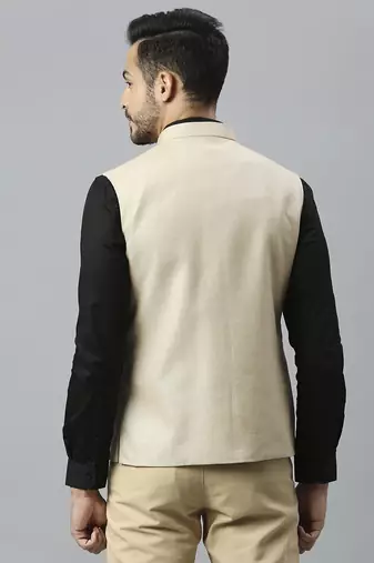 cream solid nehru jacket