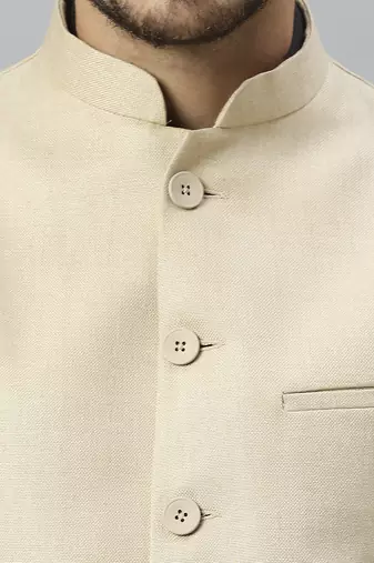cream solid nehru jacket