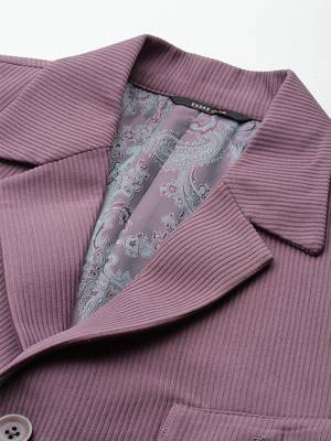 lavender single-breasted slim-fit blazer with belted waist 3