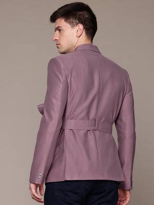 lavender single-breasted slim-fit blazer with belted waist 5