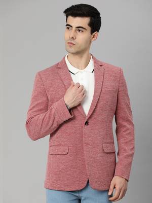 red single-breasted regular fit premium knitting blazer with lapel pin 1
