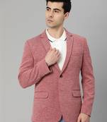 red single-breasted regular fit premium knitting blazer with lapel pin