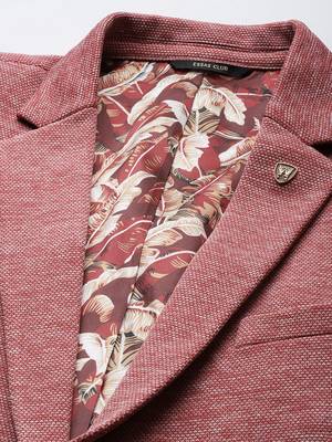 red single-breasted regular fit premium knitting blazer with lapel pin 2