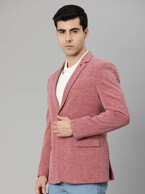 red single-breasted regular fit premium knitting blazer with lapel pin 3