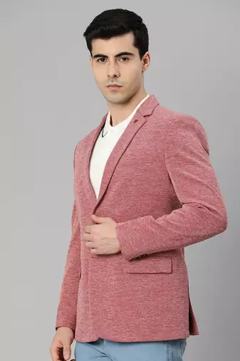 red single-breasted regular fit premium knitting blazer with lapel pin