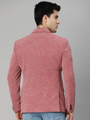 red single-breasted regular fit premium knitting blazer with lapel pin 4