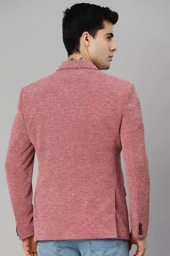 red single-breasted regular fit premium knitting blazer with lapel pin