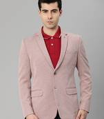peach single-breasted regular fit blazer in premium knitted fabric with lapel pin