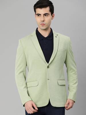 Men's pista single-breasted regular fit blazer in premium knitted fabric with lapel pin 1