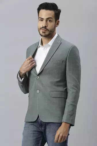 Grey double-breasted regular fit blazer