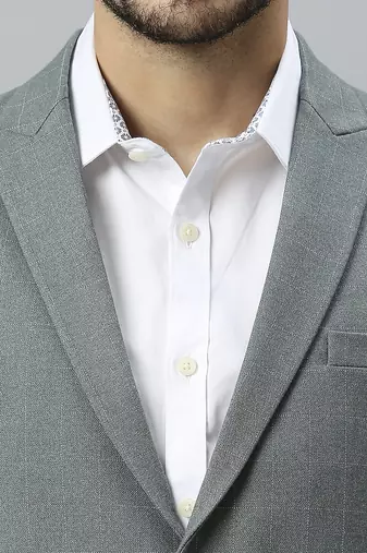 Grey double-breasted regular fit blazer
