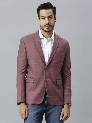 pink grey double-breasted regular fit blazer with white checks 1