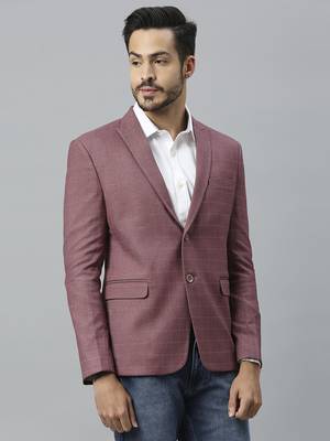 pink grey double-breasted regular fit blazer with white checks 3