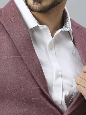 pink grey double-breasted regular fit blazer with white checks 5