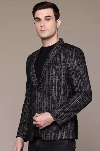 knitted single-breasted slim-fit Multicolor abstract print blazer