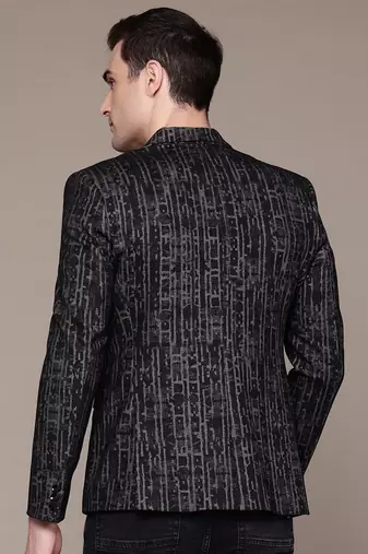knitted single-breasted slim-fit Multicolor abstract print blazer