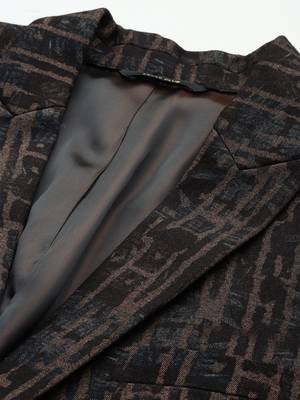 knitted single-breasted slim-fit brown abstract print blazer 3