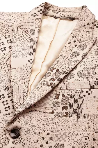 khaki single-breasted slim-fit jacquard blazer