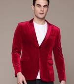 Men's red corduroy single-breasted slim-fit blazer