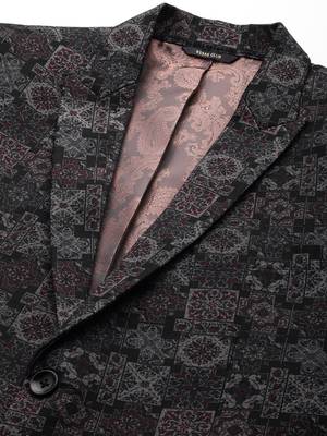 knitted single-breasted slim-fit block print blazer 2