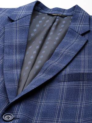 blue single-breasted slim-fit blazer with white checks 3