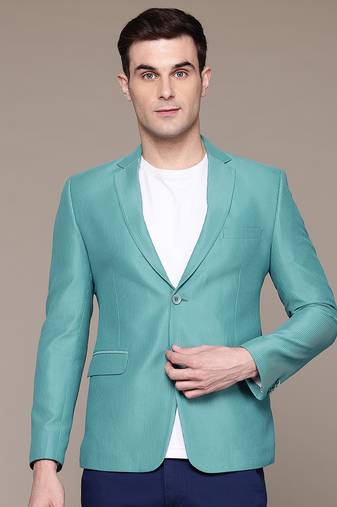 Men's single-breasted slim-fit sea green blazer