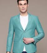 Men's single-breasted slim-fit sea green blazer